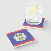 Belizeaanse vlag stenen onderzetter (Zijkant)