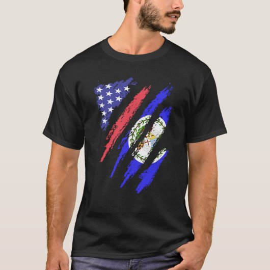 Belizean American Patriot Grown Heart Flag Stripes T-shirt (Voorkant)