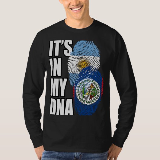 Belizean en Argentijnse mix DNA vlag erfgoed T-shirt (Voorkant)