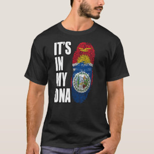 Belizean en Kiribati Mix DNA Heritage Flag T-shirt