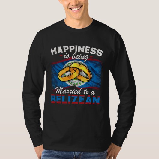 Belizean Marriage Belize Married Flag Wedded Cultu T-shirt (Voorkant)