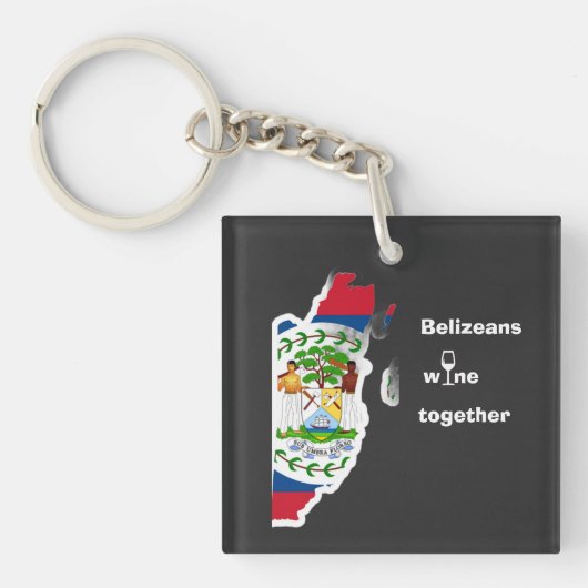 Belizeanen Drinken Samen T-shirt Sleutelhanger (voorkant)