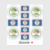 Belizeese staatssymbolen / wapenschild en vlag sticker (Vel)