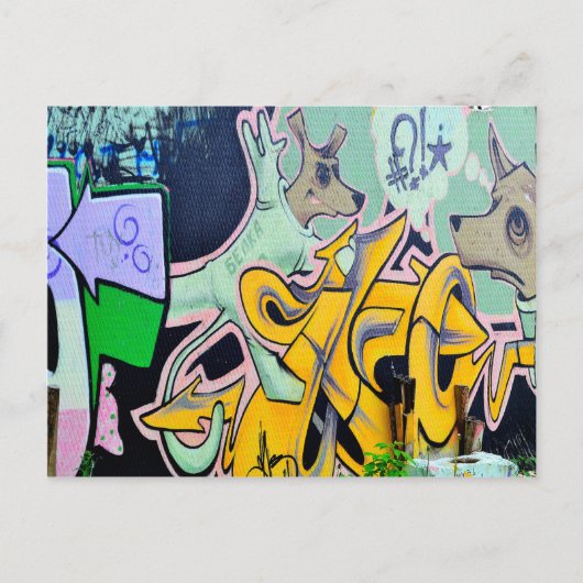 Belka en Strelka graffiti Briefkaart (Voorkant)