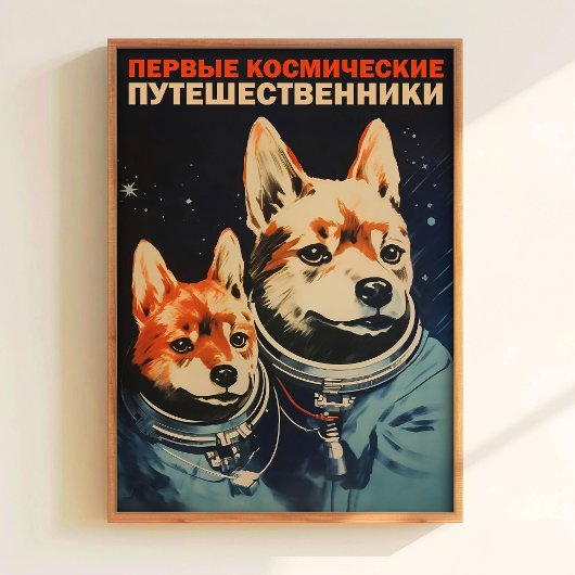 Belka en Strelka Poster Sovjet Stijl Print Ruimte