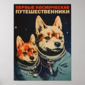Belka en Strelka Poster Sovjet Stijl Print Ruimte (Voorkant)