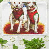 BELKA EN STRELKA: RETRO SPACE TRAVEL DOGS THEEDOEK (Gevouwen)