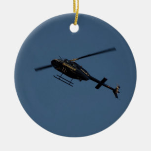 Bell 206B-3 JetRanger III Helikopter. Keramisch Ornament