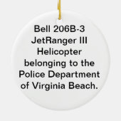 Bell 206B-3 JetRanger III Helikopter. Keramisch Ornament (Achterkant)