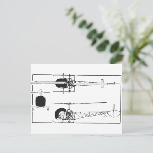 Bell 47 Helikopter Briefkaart (Staand voorkant)