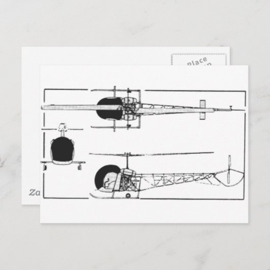 Bell 47 Helikopter Briefkaart (Voorkant / Achterkant)