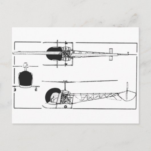 Bell 47 Helikopter Briefkaart (Voorkant)
