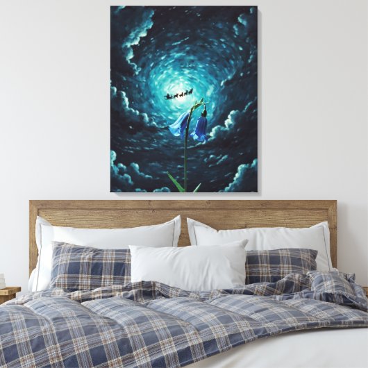 Bell Bloem bij nacht Canvas Afdruk (Insitu (Slaapkamer))