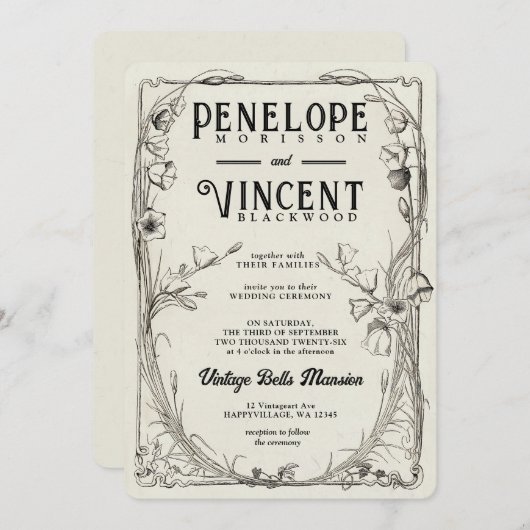  Bell Bloemen bruiloft Kaart (Voorkant / Achterkant)