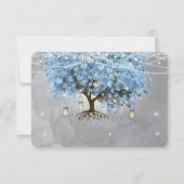 Bell Blue Heart Leaf Tree RSVP Kaartje (Achterkant)