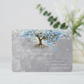 Bell Blue Heart Leaf Tree RSVP Kaartje (Staand voorkant)