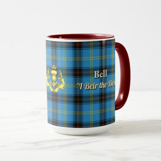 Bell Clan Badge & Tartan Mok (Voorkant rechts)