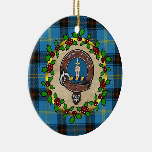 Bell Clan Badge & Tartan Persoonlijke mas Keramisch Ornament (Rechts)
