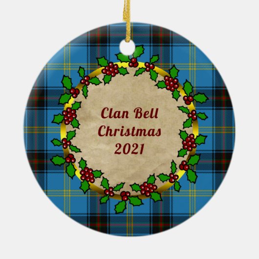 Bell Clan Badge & Tartan Persoonlijke mas Keramisch Ornament (Achterkant)
