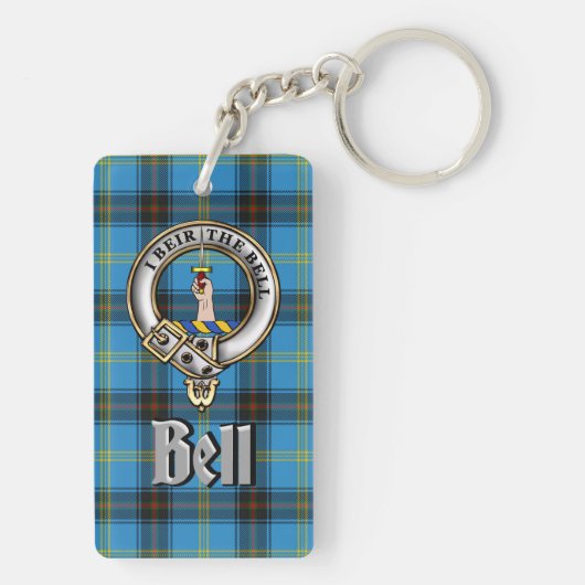 Bell Clan Badge/Tartan Rectangle Sleutelhanger (achterkant)