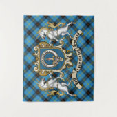 Bell Clan Badge & Unicorns met Tartan Wandkleed (Voorkant)