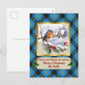 Bell Crest & Tartan w/Robin Gepersonaliseerd Feestdagenkaart (Voorkant / Achterkant)
