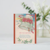  Bell en Poinsettias Nieuwjaar Briefkaart (Staand voorkant)