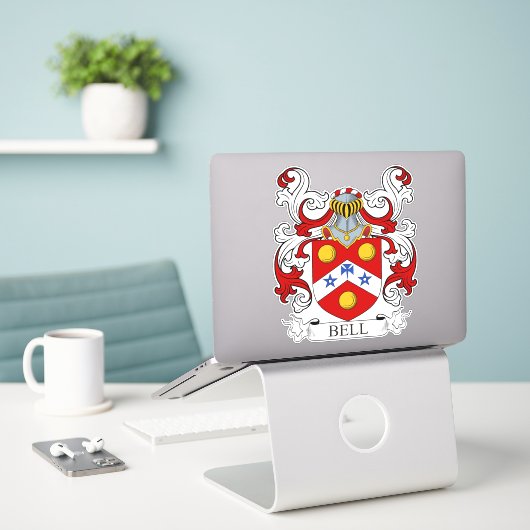 Bell Family Crest Sticker (Laptop op bureau)