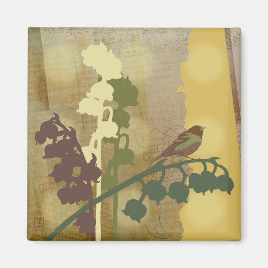 Bell Flower Vogel Design Magneet (Voorkant)