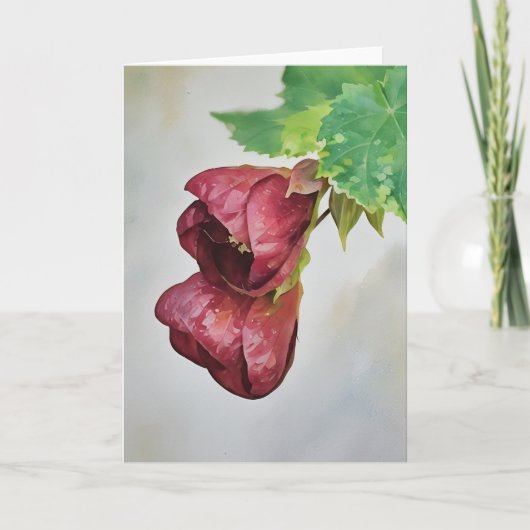 Bell Flowers Bourgogne Red Art Note Kaart (Voorkant)