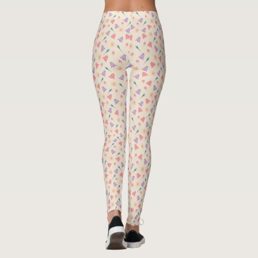 Bell Flowers on beige background Pattern Leggings (Achterkant)