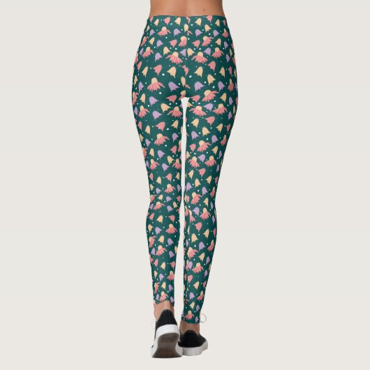 Bell Flowers on dark green background Pattern Leggings (Achterkant)