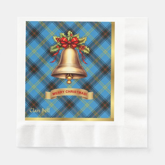 Bell gepersonaliseerde Tartan kerst Servet (Voorkant)