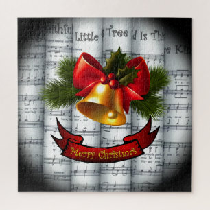 Bell~ Holly~Ribbon ~ Rollend kerstblad Muziek Legpuzzel