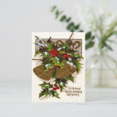 Bell Holly Snow Gold Hoefijzer Briefkaart (Staand voorkant)