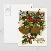 Bell Holly Snow Gold Hoefijzer Briefkaart (Voorkant / Achterkant)