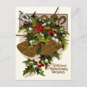 Bell Holly Snow Gold Hoefijzer Briefkaart (Voorkant)
