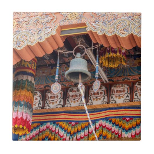 Bell in Punakha Dzong - Bhutan, Himalaya, Azië Tegeltje (Voorkant)