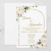 Bell lijst Bloemenboeket Bruiloft Spaans Kaart (Voorkant / Achterkant)