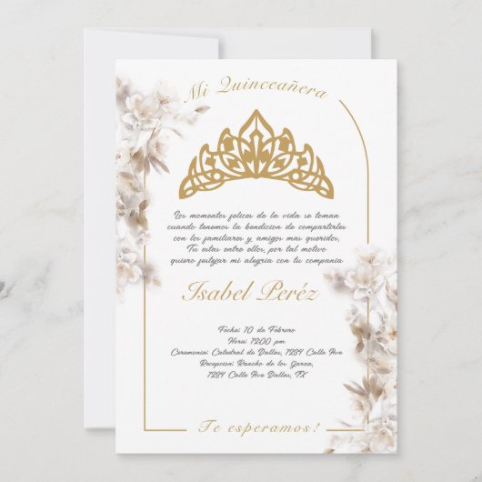 Bell lijst Quinceañera uitnodiging in het Spaans (Voorkant)