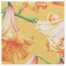 Bell Lily sinaasappel geel waterverf kunststof Stof