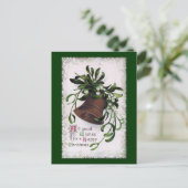 Bell met Mistletoe Vintage Kerstmis Feestdagenkaart (Staand voorkant)