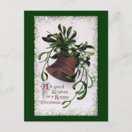Bell met Mistletoe Vintage Kerstmis Feestdagenkaart