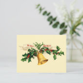 Bell, Mistletoe & Holly Feestdagenkaart (Staand voorkant)