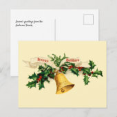 Bell, Mistletoe & Holly Feestdagenkaart (Voorkant / Achterkant)
