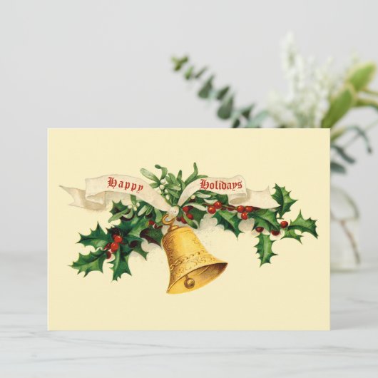  Bell, Mistletoe & Holly Feestdagenkaart (Staand voorkant)