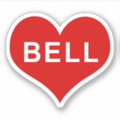 BELL NAME Rode Hart Vinyl Sticker (Voorkant)
