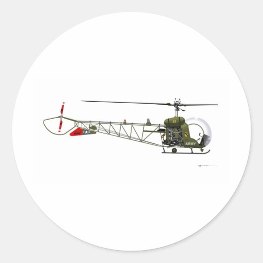 Bell OH-13 Sioux Ronde Sticker (Voorkant)