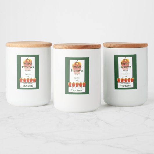 Bell Pepper Behoudt Sinaasappel 2x3 Voedselcontainer Etiket (Flessen)