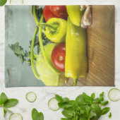 Bell Pepper Onion en Knoflook Kitchen Towel Theedoek (Gevouwen)